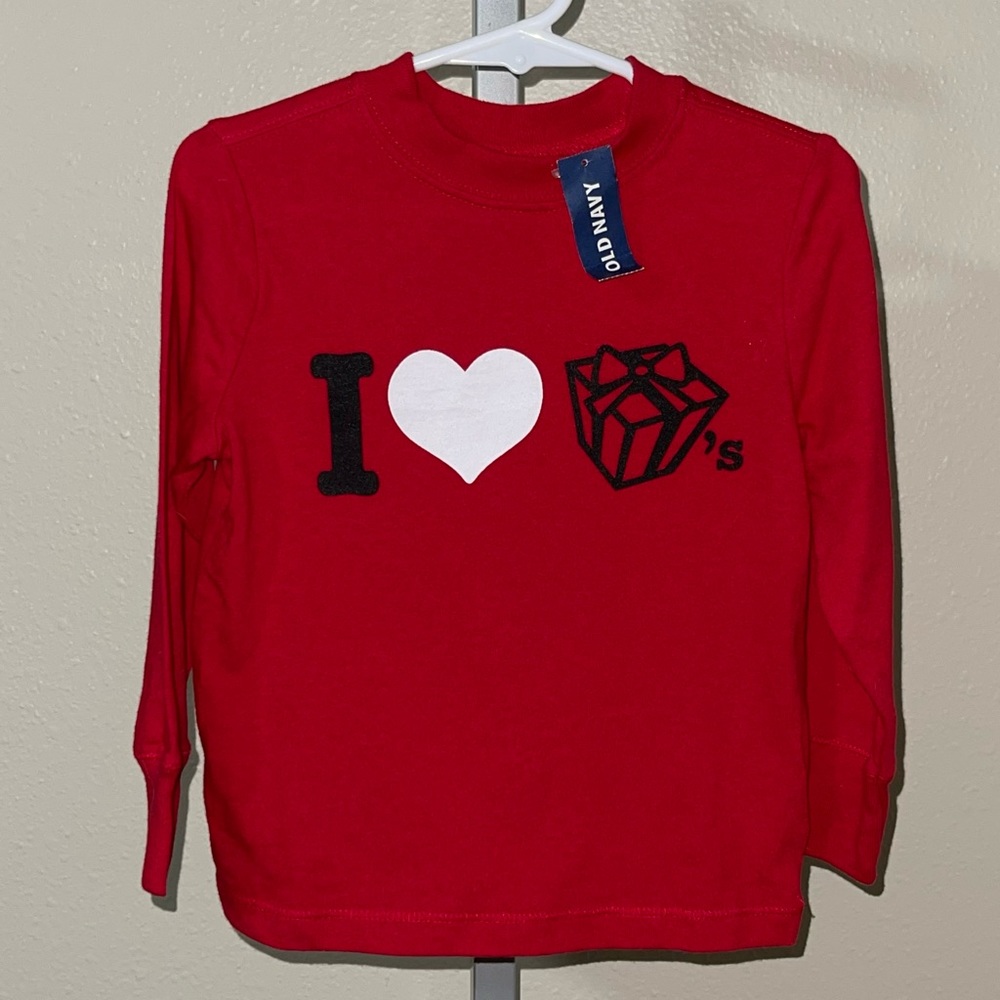 Old Navy Kids I Love Presents Long Sleeve Shirt, Size 2T, 3T, 4T, 5T